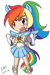 Size: 1200x1800 | Tagged: safe, artist:mandy-kun, derpibooru import, rainbow dash, human, crossover, humanized, request, sailor scout, signature, simple background, white background