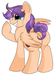 Size: 5200x7000 | Tagged: safe, artist:rainbowtashie, author:bigonionbean, derpibooru import, scootaloo, sweetie belle, oc, oc:sweet scooter, pegasus, pony, unicorn, butt, colt, commissioner:bigonionbean, cute, cutie mark, flank, fusion, fusion:sweet scooter, male, not an alicorn, rule 63, simple background, thicc ass, transparent background