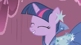 Size: 1920x1080 | Tagged: safe, derpibooru import, screencap, twilight sparkle, unicorn, suited for success, clothes, cute, dress, eyes closed, female, gala dress, giggling, solo, twiabetes, unicorn twilight