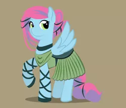 Size: 900x766 | Tagged: safe, alternate version, artist:askmerriweatherauthor, derpibooru import, oc, oc:tootie frootie, pegasus, pony, choker, clothes, dress, solo