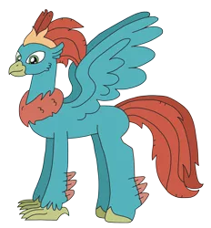 Size: 2275x2448 | Tagged: safe, artist:supahdonarudo, derpibooru import, oc, oc:king waverider, unofficial characters only, classical hippogriff, hippogriff, crown, jewelry, regalia, simple background, smiling, spread wings, story included, transparent background, wings