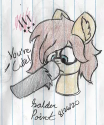 Size: 1484x1784 | Tagged: safe, artist:mlplayer dudez, derpibooru import, oc, oc:heartbreak, oc:solder point, unofficial characters only, earth pony, pony, boop, bust, colored, cute, duo, ear fluff, hoof fluff, lined paper, nose wrinkle, offscreen character, signature, traditional art