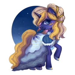 Size: 1000x1000 | Tagged: safe, artist:matrioshkka, derpibooru import, oc, oc:starry dreams, unofficial characters only, unicorn, clothes, dress, horn, pose, simple background, solo, transparent background, unicorn oc