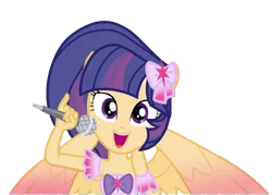 Size: 1200x858 | Tagged: safe, artist:stellamoonshine, derpibooru import, oc, oc:twinkle galaxy, equestria girls, microphone, offspring, parent:flash sentry, parent:twilight sparkle, parents:flashlight, ponied up, simple background, solo, transparent background