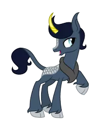 Size: 1249x1413 | Tagged: safe, artist:darbypop1, derpibooru import, oc, oc:kai, unofficial characters only, kirin, male, raised hoof, simple background, solo, transparent background