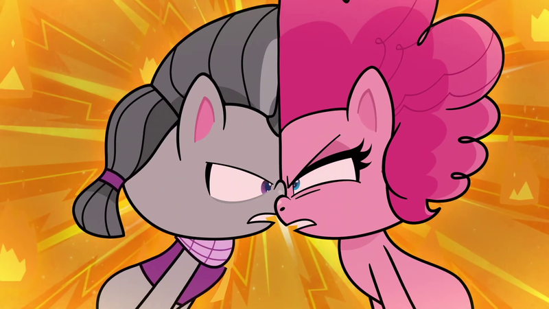 Size: 1920x1080 | Tagged: safe, derpibooru import, screencap, pinkie pie, earth pony, my little pony: pony life, pie vs. pie, spoiler:pony life s01e23, spoiler:pony life s01e39, brother and sister, faceoff, face to face, female, male, octavio pie, siblings