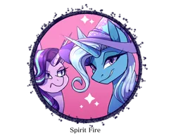 Size: 3000x2300 | Tagged: safe, artist:spirit-fire360, derpibooru import, starlight glimmer, trixie, pony, unicorn, clothes, duo, female, hat, icon, mare, simple background, starlight is not amused, transparent background, trixie's hat, unamused