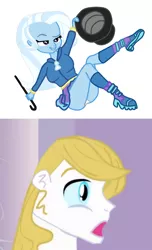 Size: 764x1260 | Tagged: suggestive, artist:gmaplay, derpibooru import, prince blueblood, trixie, equestria girls, bluetrix, breasts, equestria girls-ified, female, male, shipping, shipping domino, straight