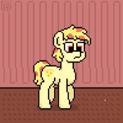 Size: 800x800 | Tagged: safe, artist:vohd, derpibooru import, oc, oc:mozzarella orgy, ponified, unofficial characters only, earth pony, food pony, original species, pizza pony, pony, animated, food, frame by frame, oven, pixel art, pizza, sparkles, trotting, trotting in place