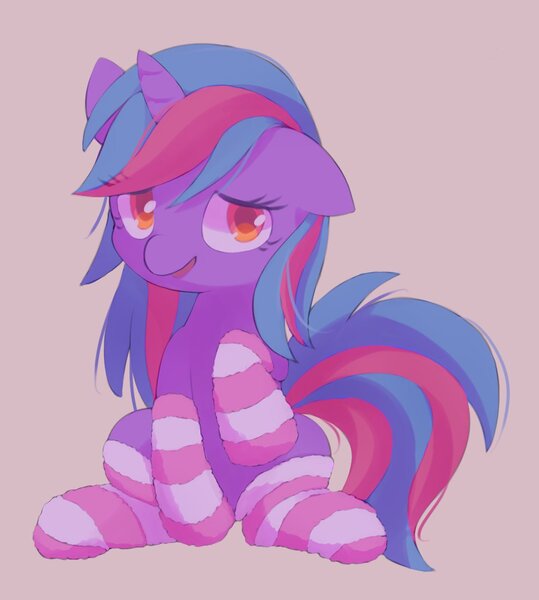 Size: 1100x1225 | Tagged: safe, artist:lexiedraw, derpibooru import, oc, oc:cosmic spark, unofficial characters only, pony, unicorn, clothes, socks, solo, striped socks