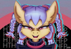 Size: 2900x1999 | Tagged: safe, artist:hthfp-da, derpibooru import, oc, unofficial characters only, earth pony, pony, braid, bust, cheek fluff, chromatic aberration, clothes, digital art, female, front view, looking at you, open mouth, portrait, solo