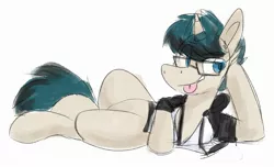 Size: 2396x1459 | Tagged: safe, derpibooru import, oc, oc:invictus europa, pony, unicorn, clothes, glasses, male, solo, tongue out