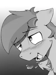 Size: 3000x4000 | Tagged: suggestive, artist:toanderic, derpibooru import, oc, oc:storm feather, unofficial characters only, pegasus, pony, ahegao, bedroom eyes, black and white, blushing, breath, drool, eyebrows visible through hair, floppy ears, grayscale, male, manga, monochrome, no pupils, open mouth, pegasus oc, solo, solo male, stallion, tongue out, wings