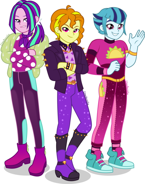 Size: 3539x4500 | Tagged: safe, alternate version, artist:limedazzle, derpibooru import, adagio dazzle, aria blaze, sonata dusk, equestria girls, equestria girls series, sunset's backstage pass!, spoiler:eqg series (season 2), allegro amoroso, clothes, converse, crossed arms, equestria guys, jacket, looking at you, ouvertis grandioso, pants, rule 63, scherzo lesto, shoes, show accurate, simple background, the blindings, the dazzlings, transparent background, trio