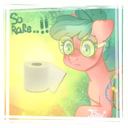 Size: 2000x2000 | Tagged: safe, alternate version, artist:starfello, derpibooru import, oc, unofficial characters only, earth pony, pony, coronavirus, covid-19, earth pony oc, eyelashes, female, glasses, mare, signature, solo, talking, toilet paper
