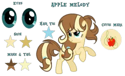 Size: 965x585 | Tagged: safe, artist:starstrucksentry, derpibooru import, oc, oc:apple melody, earth pony, pony, female, mare, reference sheet, simple background, solo, transparent background