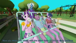 Size: 3840x2160 | Tagged: 3d, 4k, abdl, adult foal, alternate hairstyle, anthro, artist:northern haste, baby bottle, babysitter trixie, breasts, clothes, derpibooru import, diaper, diaper fetish, fetish, foal bottle, hoodie, non-baby in diaper, oc, oc:dim sum the dragon, pacifier, smarty pants, spike, starlight glimmer, stroller, suggestive, trixie, twilight sparkle, underboob