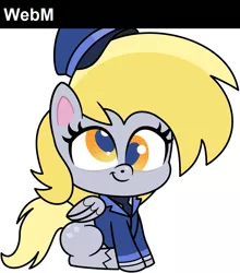 Size: 901x1024 | Tagged: safe, artist:pirill, derpibooru import, edit, derpy hooves, pegasus, pony, my little pony: pony life, unboxing day, spoiler:pony life s01e18, spoiler:pony life s01e30, clothes, cute, cutie mark, derpabetes, female, hat, mail, mailmare, mailmare hat, mailmare uniform, mare, misleading thumbnail, op is trolling us, simple background, sitting, smiling, solo, transparent background, uniform, vector, wings
