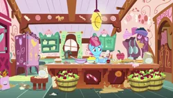Size: 1920x1080 | Tagged: apple, batter, carrot, cookie, cup cake, derpibooru import, female, food, pie, safe, screencap, solo, the big mac question