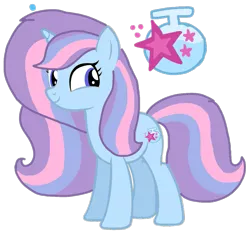 Size: 1097x1026 | Tagged: safe, artist:徐詩珮, derpibooru import, oc, oc:magic lulamoon, bubbleverse, magical lesbian spawn, offspring, parent:potion nova, parents:potiontrix, parent:trixie, simple background, transparent background