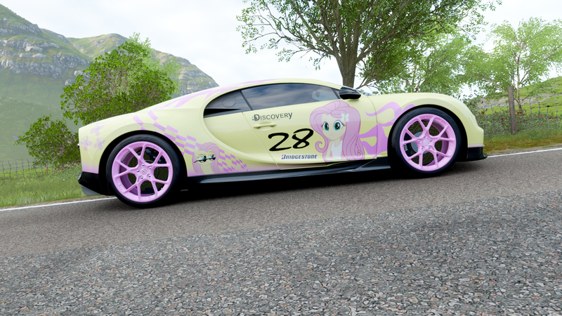 Size: 1920x1080 | Tagged: safe, derpibooru import, fluttershy, equestria girls, bugatti, bugatti chiron, car, female, forza horizon, forza horizon 4, solo