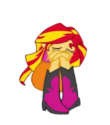Size: 838x953 | Tagged: safe, artist:nightred15, derpibooru import, edit, edited edit, editor:nightred15, sunset shimmer, equestria girls, rainbow rocks, boots, clothes, crying, female, hand, sad, shirt, shoes, simple background, solo, transparent background, upset