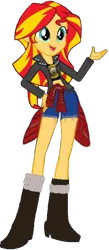 Size: 262x600 | Tagged: safe, artist:nightred15, derpibooru import, edit, edited edit, editor:nightred15, sunset shimmer, equestria girls, background removed, blanket, boots, clothes, cute, eqg promo pose set, female, guns n roses, jacket, leather jacket, midriff, pants, shirt, shoes, simple background, smiling, transparent background