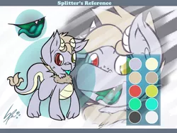 Size: 2756x2067 | Tagged: safe, artist:splitterpic, derpibooru import, oc, oc:splitter, dracony, dragon, hybrid, pony, new colors, reference sheet