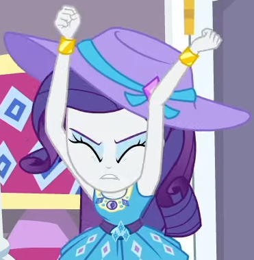 Size: 371x379 | Tagged: safe, derpibooru import, rarity, camping must-haves, equestria girls, equestria girls series, spoiler:eqg series (season 2), armpits, belt buckle, bracelet, clothes, dress, eyes closed, eyeshadow, female, frilly design, geode of shielding, gold, image, jewelry, magical geodes, makeup, pendant, png, pumped fists, sleeveless, solo, sunhat