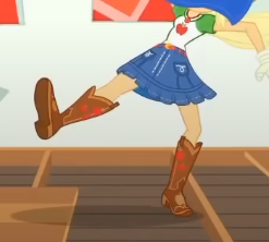 Size: 247x222 | Tagged: safe, derpibooru import, screencap, applejack, constructive criticism, equestria girls, equestria girls series, boots, choose your own ending (season 1), clothes, constructive criticism: rainbow dash, cowboy boots, cropped, denim skirt, geode of super strength, legs, magical geodes, pictures of legs, shoes, skirt