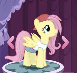 Size: 588x558 | Tagged: safe, derpibooru import, fluttershy, pegasus, pony, 3d, 90s grunge fluttershy, backwards ballcap, baseball cap, cap, female, game screencap, gameloft, hat, mare, outfit, solo