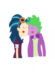 Size: 2005x2605 | Tagged: safe, derpibooru import, indigo zap, spike, human, equestria girls, blushing, human spike, humanized, kissing, shipping, spike gets all the crystal prep, spike gets all the equestria girls, spindigo