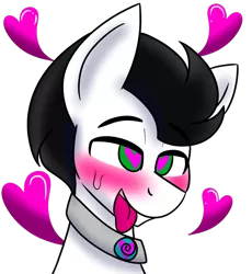 Size: 1888x2048 | Tagged: safe, artist:askhypnoswirl, derpibooru import, oc, oc:skysprinter, unofficial characters only, pegasus, blushing, collar, cute, floating heart, heart, hypnosis, icon, lewd, love, open mouth, simple background, solo, sweat, tongue out, transparent background