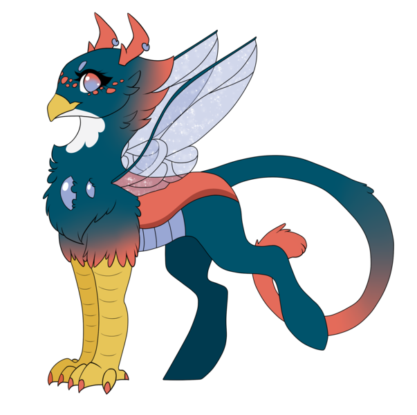 Size: 1920x1912 | Tagged: safe, artist:kxttponies, derpibooru import, oc, griffling, hybrid, original species, interspecies offspring, offspring, parent:gabby, parent:pharynx, simple background, solo, transparent background