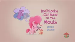 Size: 1920x1080 | Tagged: safe, derpibooru import, screencap, pinkie pie, pony, my little pony: pony life, spoiler:pony life s01e31, don't look a .gif horse in the mouth, female, mare, title card