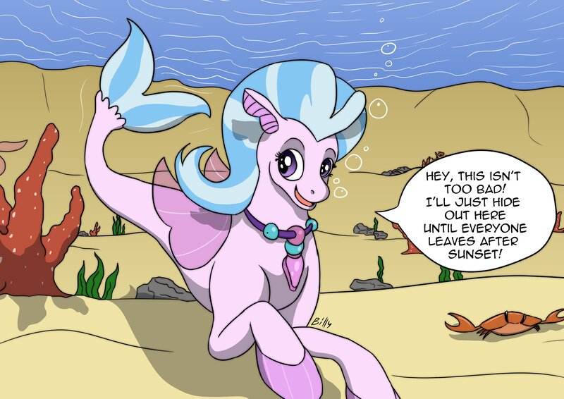 Size: 3507x2480 | Tagged: safe, artist:mcsplosion, derpibooru import, silverstream, crab, seapony (g4), coral, female, human to hippogriff, male to female, rule 63, seapony silverstream, swimming, transformation, transformation sequence, underwater