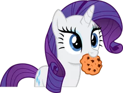 Size: 2911x2192 | Tagged: safe, artist:anime-equestria, derpibooru import, rarity, pony, unicorn, chocolate chip cookies, cookie, cute, female, food, happy, horn, mare, mouth hold, nom, raribetes, simple background, solo, transparent background, vector