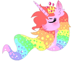 Size: 512x444 | Tagged: safe, artist:arctusthegoddessyt, derpibooru import, oc, unofficial characters only, pony, unicorn, crown, flowing mane, jewelry, lineless, multicolored hair, rainbow hair, regalia, simple background, simplistic art style, solo, sparkles, transparent background