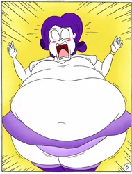 Size: 1024x1346 | Tagged: suggestive, artist:robot001, derpibooru import, rarity, comic:rounding rarity, equestria girls, breasts, comic, commission comic, commissioner:bluepufflextreme, fat, female, morbidly obese, obese, raritubby