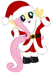 Size: 737x1024 | Tagged: artist needed, safe, derpibooru import, fluttershy, pegasus, pony, belt, boots, christmas, clothes, costume, cute, fake beard, female, flying, hat, holiday, looking at you, mare, santa claus, santa costume, santa hat, shoes, shyabetes, simple background, solo, transparent background, vector, wings