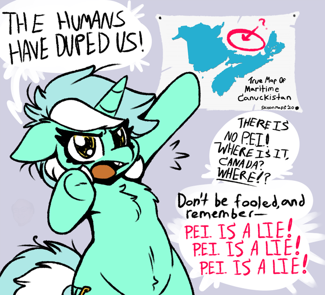 Size: 1100x1000 | Tagged: safe, artist:skoon, derpibooru import, lyra heartstrings, pony, unicorn, bipedal, canada, chest fluff, conspiracy, female, mare, paranoid, prince edward island, sketch, solo