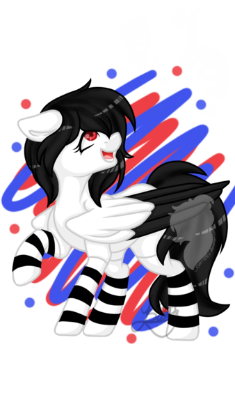 Size: 1080x1920 | Tagged: safe, artist:silentwolf-oficial, derpibooru import, oc, unofficial characters only, pegasus, pony, clothes, looking back, looking up, pegasus oc, raised hoof, simple background, socks, striped socks, transparent background, two toned wings, watermark, wings