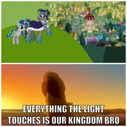 Size: 1440x1440 | Tagged: safe, derpibooru import, king sombra, oc, oc:princess lightbreeze, fanfic:welcome princess light breeze, audio drama, comparison, good king sombra, meme, mufasa, ponyville, simba, the lion king