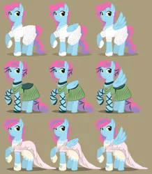 Size: 1280x1469 | Tagged: safe, alternate version, artist:askmerriweatherauthor, derpibooru import, oc, oc:tootie frootie, pegasus, pony, clothes, dress, female, solo