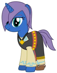 Size: 2426x3084 | Tagged: safe, artist:sketchmcreations, derpibooru import, ponified, pony, unicorn, clothes, dress, female, hair over one eye, jewelry, mare, necklace, npc, shoes, simple background, smiling, solo, the legend of zelda, the legend of zelda: breath of the wild, transparent background, vector