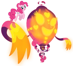 Size: 1280x1172 | Tagged: safe, artist:heavysplatter, derpibooru import, pinkie pie, earth pony, balloon, crossover, dynamax, female, gigantamax, glowing eyes, macro, pokémon, pokemon sword and shield, simple background, solo, transparent background, vector