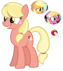 Size: 1580x1780 | Tagged: safe, artist:cherrycandi, derpibooru import, applejack, lily, lily valley, earth pony, pony, apple family member, base used, female, freckles, fusion, mare, parent:applejack, parent:lily valley, parents:lilyjack, ponytail, simple background, smiling, solo, transparent background