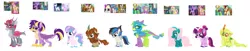 Size: 3476x716 | Tagged: safe, artist:unoriginai, derpibooru import, autumn blaze, bori the reindeer, fluttershy, gallus, pharynx, prince rutherford, shining armor, silver spoon, songbird serenade, spike, thorax, twilight sparkle, vinyl scratch, zecora, oc, alicorn, changedling, changeling, changepony, deer, deer pony, dragon, hippogriff, hybrid, original species, my little pony: the movie, crack ship offspring, crack shipping, cute, interspecies offspring, king thorax, magical gay spawn, magical lesbian spawn, magical threesome spawn, offspring, older, older spike, parent:autumn blaze, parent:bori the reindeer, parent:diamond tiara, parent:fluttershy, parent:gallus, parent:pharynx, parent:prince rutherford, parent:shining armor, parent:songbird serenade, parent:spike, parent:thorax, parent:twilight sparkle, parent:vinyl scratch, parent:zecora, shipping, simple background, twilight sparkle (alicorn), white background, winged spike