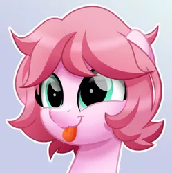 Size: 800x803 | Tagged: safe, artist:jhayarr23, derpibooru import, oc, oc:kunzite, pony, bust, female, mare, portrait, simple background, solo, tongue out