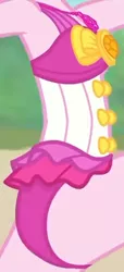 Size: 672x1471 | Tagged: safe, derpibooru import, screencap, pinkie pie, equestria girls, equestria girls series, forgotten friendship, armpits, ass, balloonbutt, breasts, butt, clothes, cropped, female, frilled swimsuit, geode of sugar bombs, head out of frame, jewelry, magical geodes, necklace, pinkie pie swimsuit, sideboob, solo, swimsuit